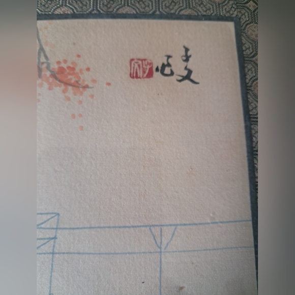 Antique Original Chinese Iridescent Hand Painted Geisha Art Piece on Silk #2 - Picture 9 of 11